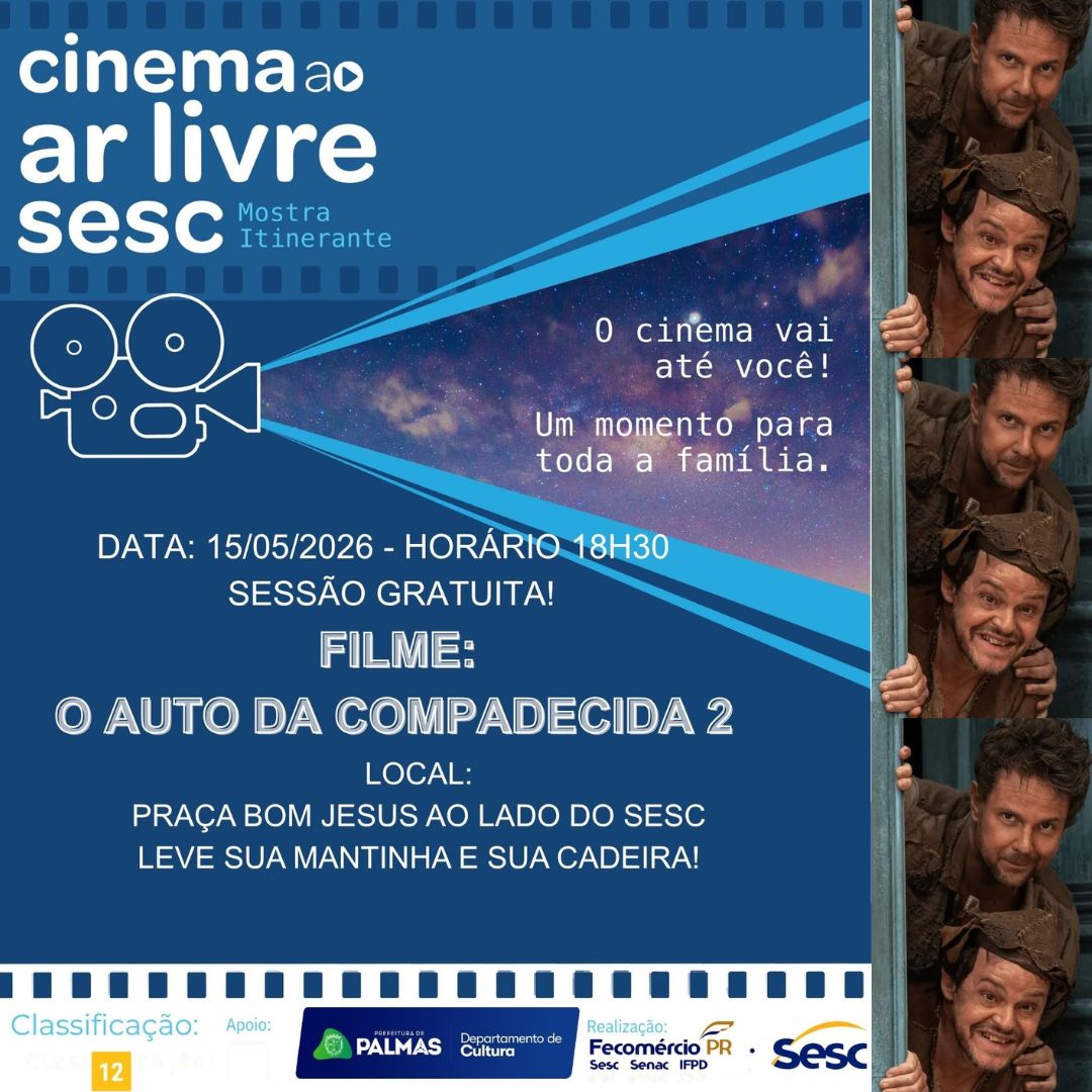 Cinema ao Ar Livre leva diversão gratuita para as famílias palmenses nesta sex