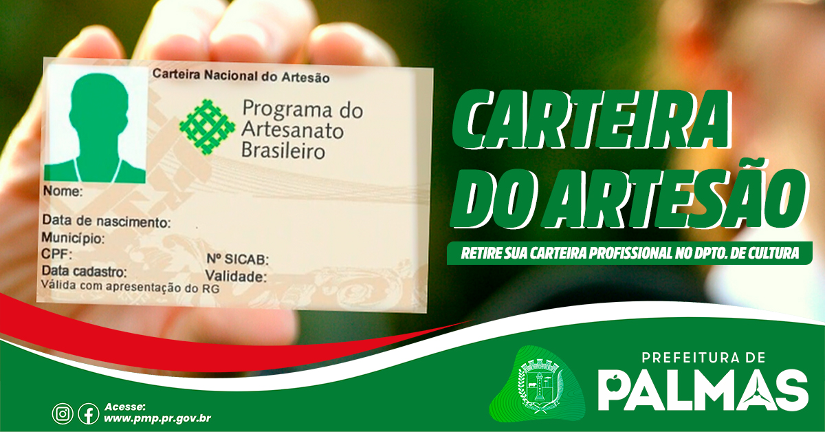 Prefeitura de Palmas informa disponibilidade das carteiras de artesão e artesão