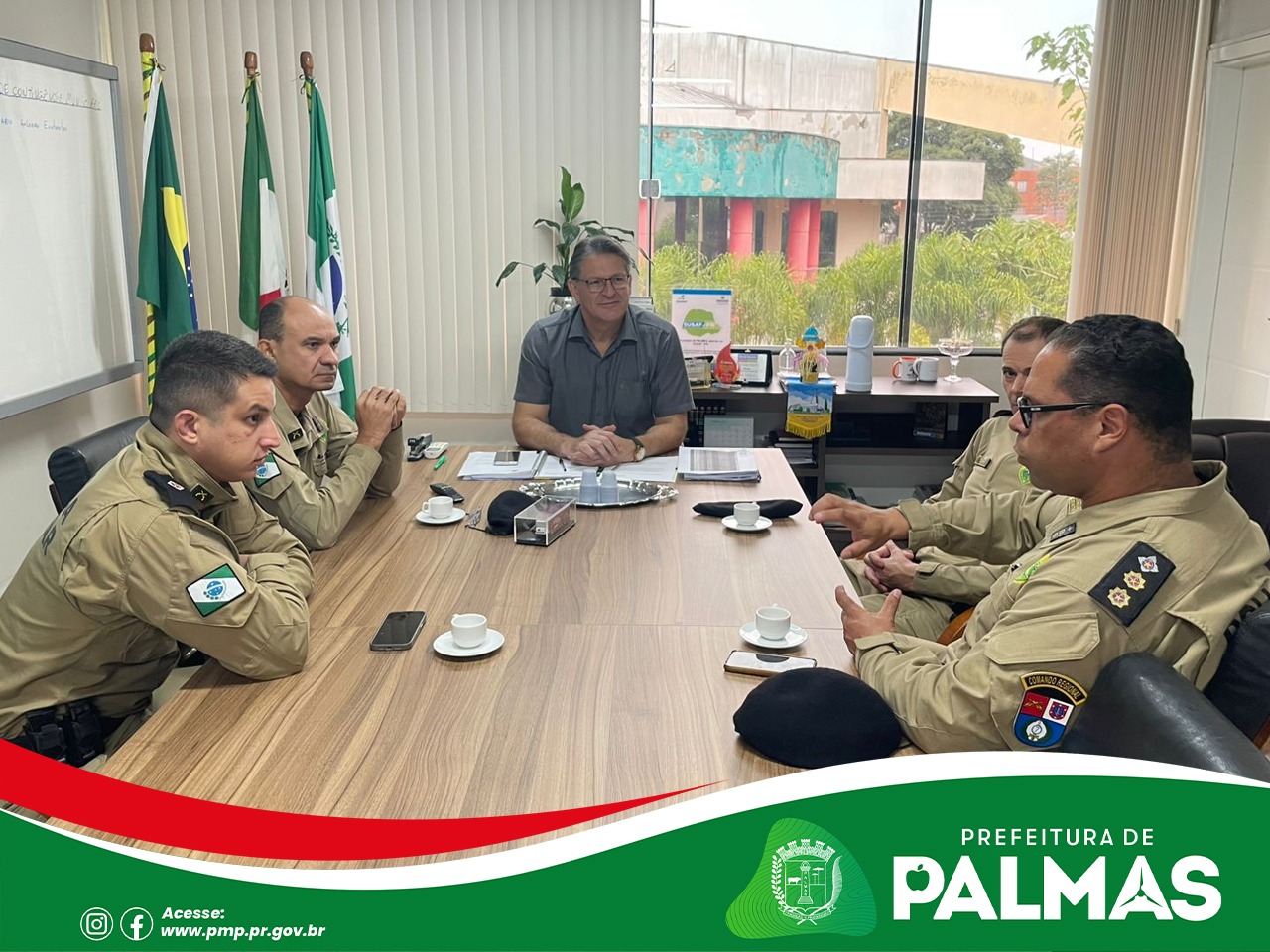 Prefeito Daniel Ricardo Lângaro recebe cúpula da Polícia Militar