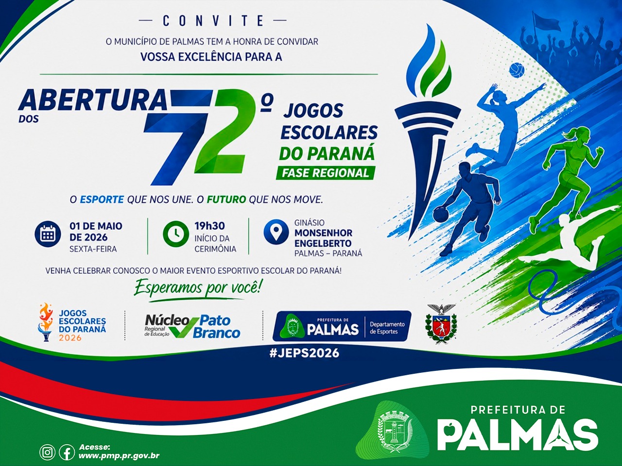 Palmas sediará abertura da fase regional dos 72º Jogos Escolares do Paraná nesta sexta-feira