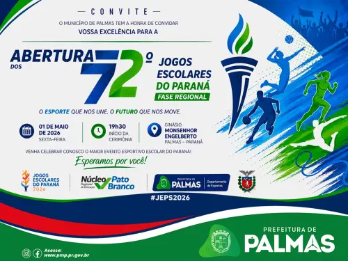 Palmas sediará abertura da fase regional dos 72º Jogos Escolares do Paraná nesta sexta-feira